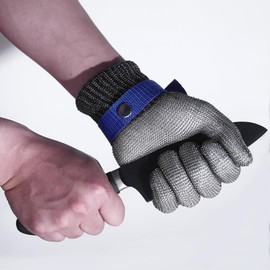Level A9 Cut Resistant Glove, Stainless Steel Mesh Metal Glove, Food Grade for Kitchen Cooking, Butcher Meat Cutting，Oyster Shucking, Mandoline, Fishing (S), Small, Silver Gray