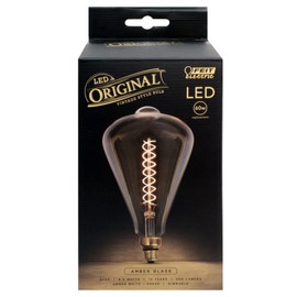 Feit Electric Vintage Exposed Filament Amber Glass LED ST52 with a Medium E26 Base Light Bulb - 60W Equivalent - 10 Year Life - 300 Lumen - 2100K Soft White - Dimmable | Original Vintage