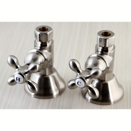 Kingston Brass CCK44158AX Trimscape 1/2 Inch FIP x 1/2 O.D. Compression Quarter-Turn Straight Stop Valve, Brushed Nickel