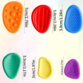 Pack of 6 Stress Relief Toy, Sensory Stone, Children, Adults, Toy, Textured Worry Stone, Students, Prices Fidget Toy for Autism, Stress Relief, Christmas, Stocking Stuffer Gift