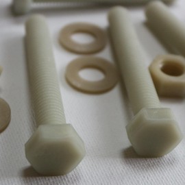 10 x Glass Filled Reinforced, Super Nylon Hex Head, M10 x 70mm, Machine Screws, Plastic Nuts and Bolts, Washers, (25/64 x 2 3/4 in)