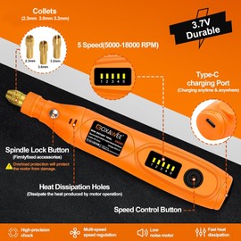 GOXAWEE Mini Cordless Rotary Tool Kit with 105pcs Accessories, USB Charging 5-Speed 18000rpm Multi-Purpose Art Craft Tool with 3.7V Li-ion Battery for Handmade Crafting and DIY Creations