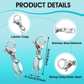 Abeillo Set of 4 Silver Chain Clasps, Bracelet Necklace Extender Carabiner, Bracelet Extension for DIY Jewellery Bracelets Necklaces Chains