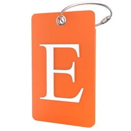 Shacke Luggage Tag Initial – Fully Bendable Tag w/Stainless Steel Loop - Orange (Letter E)