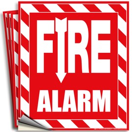iSYFIX Fire Alarm Sticker Signs Stickers - 4 Pack 6x7 Inch - Premium Self-Adhesive Vinyl, Laminated for Ultimate UV, Weather, Scratch, Water and Fade Resistance, Indoor and Outdoor Red