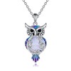 YAFEINI Moonstone Owl Necklace Gifts Sterling Silver Filigree Owl Pendant