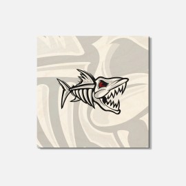 Unbranded Fish Skeleton Red Eyes Animal 4'' X 4'' Square Wooden Coaster