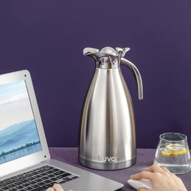 Luvan 2.0L 68oz Food-grade 304 Stainless Steel Thermal Carafe/Double Walled Vacuum Insulated Coffee Pot with Press Button Top,12+ Hrs Heat&Cold Retention,BPA Free,for Coffee,Tea,Beverage etc