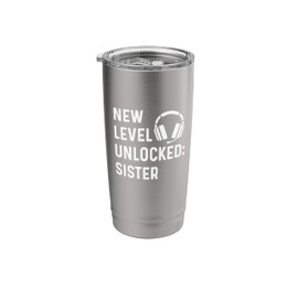 New Level Unlocked Sister New Pregnancy Reveal Announcement Stainless Steel Insulated Tumbler