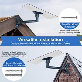 Starlink Gen 3 Mount Adapter Aluminum Alloy, 15" Heavy Duty Steel 90° Bend Pivot Pole Pipe with Adjustable Base Mount Kit for Starlink V3 Standard Dish for Wall