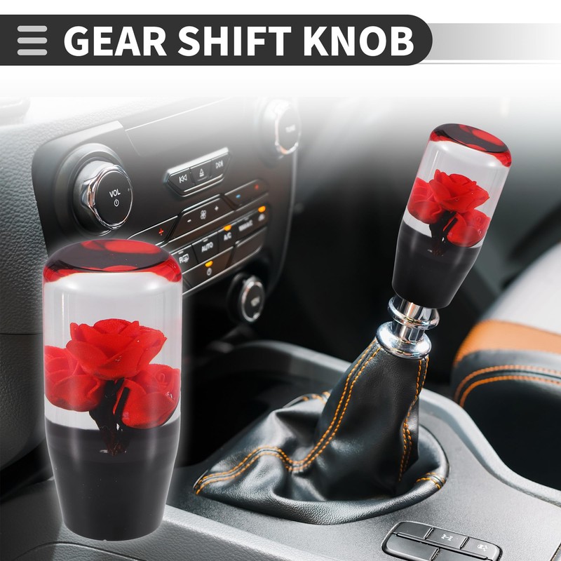 Motoforti Universal Rose Flower Car Gear Shift Knob, Manual Automatic