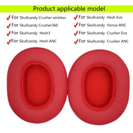 Hesh Ear Pad Repair Accessories Replacement Ear Pad Suitable for Skullcandy Crusher Wireless, Hesh 3 Wireless Wireless Headphone Compatible (red)