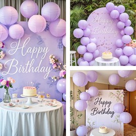 Ethbirsge Chinese Paper Lanterns for Birthday Party Decorations – Hanging Rainbow Lanterns for Ceiling Decor, Classroom, Wedding, and Home Party – Pack of 18,Light Purple(8/10/12-Inch)