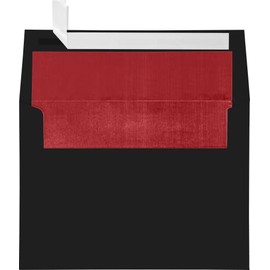 LUXPaper A7 Foil Lined Invitation Envelopes | Peel & Press | 5 1/4" x 7 1/4" | Black w/Red LUX Lining | 80lb. Text | 50 Qty