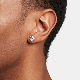 VEXXS Moissanite Stud Earrings for Men Women, 0.5-2ct 18K White Gold Plated S925 Sterling Silver Earrings, D Color VVS1 Round Brilliant Diamond Earrings Hypoallergenic Earrings Mens Jewelry Gift