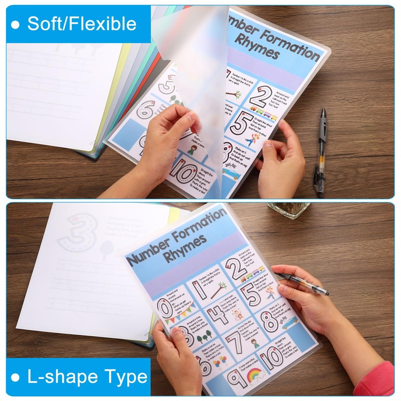 PATIKIL L Type Folders 10 Pack A4 Plastic File Project