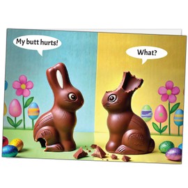 Glory To Dog Great Greetings My Butt Hurts Says the Bite-Marked Chocolate Easter Bunny Hoppy Easter Card