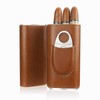 3-Finger Leather Cigar Case with Cutter Cedar Wood Lined Cigar
