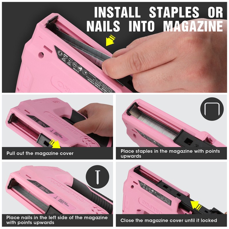 WORKPRO 3.6V Electric Cordless 2-in-1 Staple Nail Gun 2000PCS Staple