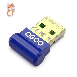 USB Bluetooth Adapter for PC - QGOO Bluetooth Dongle 5.3 EDR, Wireless Receiver for Desktop Computer Laptop Windows 8.1/10/11（blue-235）