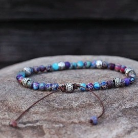 Unbranded Galaxy Sea Sediment Jasper Small Dainty Gemstone Beaded Healing Women Bracelet