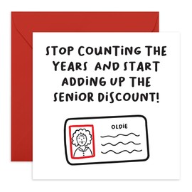 Funny Senior Birthday Card – ID Stop Counting the Years – Gifts for Her, Mum, Grandmum, Grandmother, In Law, Aunties, Neighbour, Women, Retired, Senior Citizens, Friends - Comes with Fun Stickers