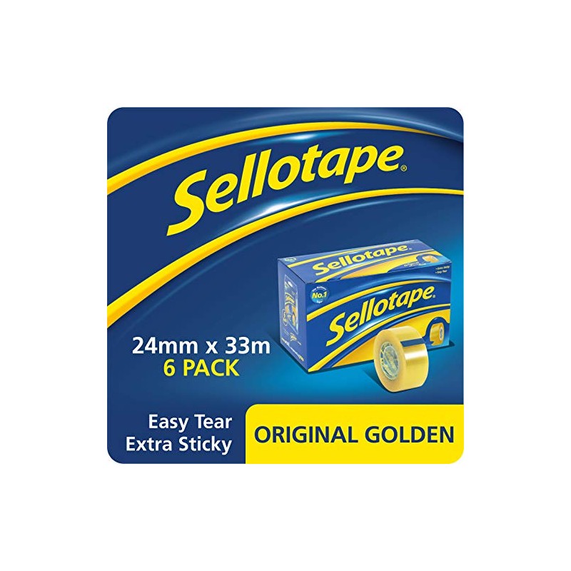 Sellotape Original Golden, Multi-Purpose Clear Tape for Household Objects, Clear