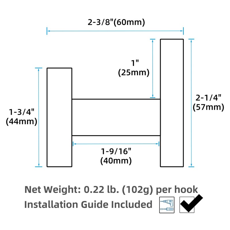 APLusee Brushed Nickel Towel Hook 2 Pack, 304 Stainless Steel
