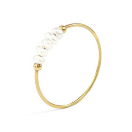 NALISASA Vintage Boho Pearl Rings for women, Adjustable Pearl Rings, Trendy Pearl Rings Jewellery, Titanium Steel, 14K Gold Plated, No Gemstone