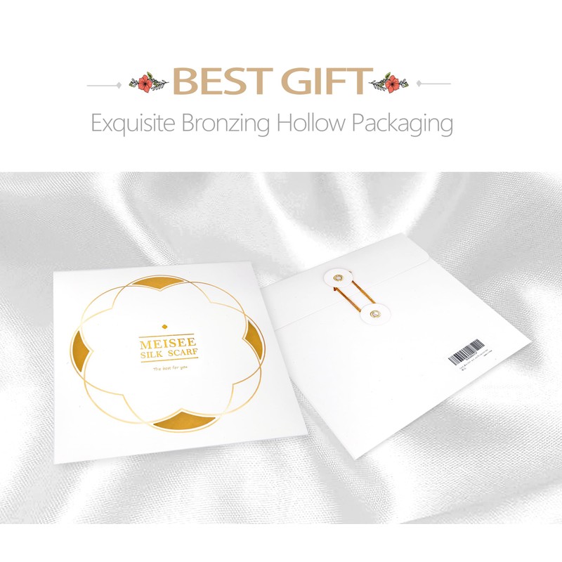 MEISEE Solid Color Mulberry Silk Scarf 21" Square Scarf Neck