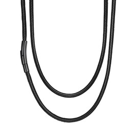 Waterproof Braided Leather Necklace Cord, 3mm Black Leather Choker Necklaces With Stainless Steel Snap Clasp Mens Leather Necklace Chain For Pendant Bracelet Cord Stylish Unisex Necklaces 18inch