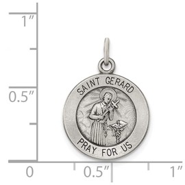 JewelryWeb | Sterling Silver Saint Gerard Medal Pendant | 16MM | Saint Gerard of Majella charm | Religious medal of Saint Gerard