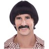Black 60's Hippie Wig For Men Sonny Wig and Mustache
