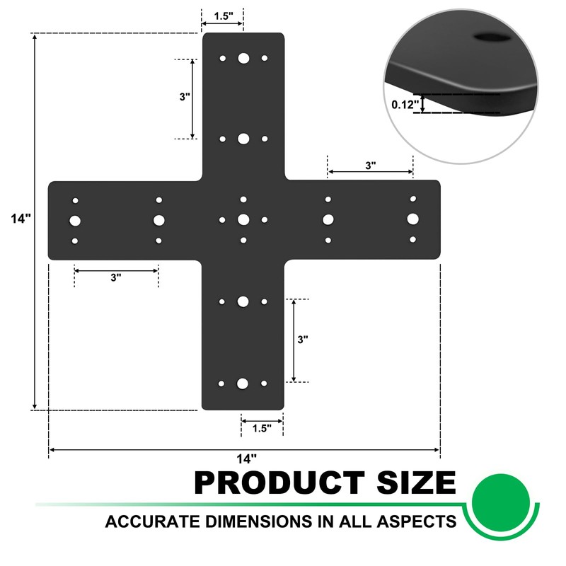 Andorm 2pcs 14x14 Cross Mending Plate Heavy Duty for 4x4,6x6