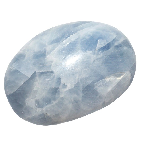 Rockcloud Irregular Polished Blue Crystal Palm Stones Worry Stones Pebble Healing Crystal with Velvet Bag