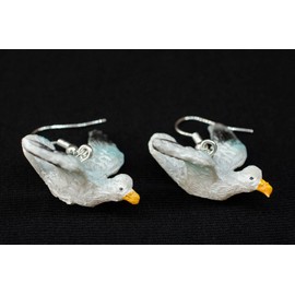 Miniblings Seagull Earrings Pendant Seagull Corsica Bird Birds Holiday Summer Animal 3D Handmade Fashion Jewellery I Earrings Silver Plated, Plastic