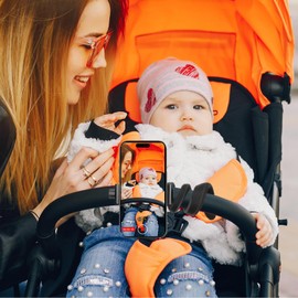 ChromLives 2Pack Stroller Phone Holder, Portable Flexible Cell Phone Holder Stand for Car Stroller Shopping Cart Treadmill Desk, Adjustable Gooseneck Phone Holder (Black)