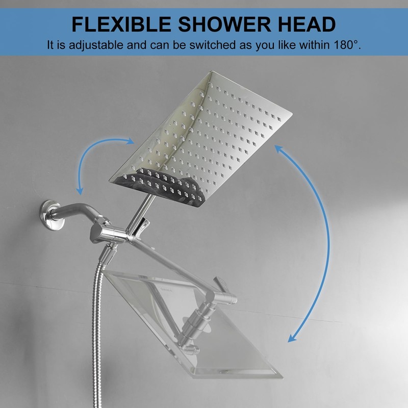 BWE 10 Inch Rain Shower Head with 9 Settings Handheld