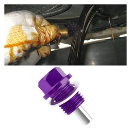 M14×1.5 Magnetic Oil Drain Plug, Aluminum Oil Drain Nut Bolt Change Kit with Crush Washer Gaskets, Compatible with Most Ford, GM, Hyundai, KIA and Accord, Civic, Pilot, Odyssey (Purple)
