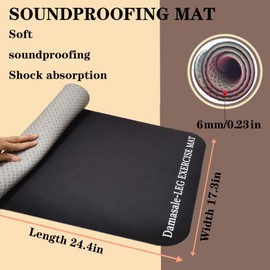 Damsale Non-Slip Workout Mat for Under Desk Ellipticals, Ellipse Machine Mat, Exercise Mat for Under Desk Bike Pedal Exerciser, Apply to Foot Leg Pedal Exerciser 6mm Thick Stability &Floor Protection