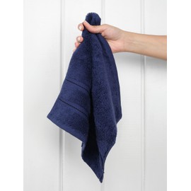 American Soft Linen Luxury Washcloths for Bathroom, 100% Turkish Cotton Washcloth Set of 4, 13x13 in Soft Washcloths for Body and Face, Wash Rags for Kitchen, Baby Washcloths, Navy Blue Washcloths