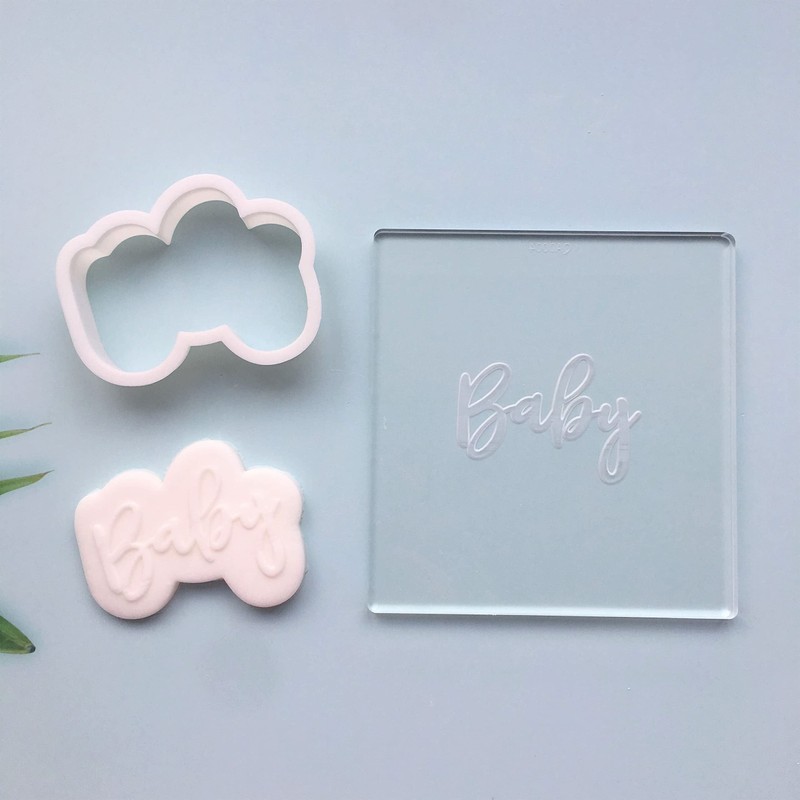 CHENRUI Baby Shower Cookie Fondant Stamp Oh Baby Fondant Embosser
