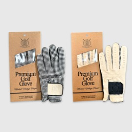 Modest Vintage Player Ltd PRO Houndstooth Cabretta Golf Gloves R/H - Black (2 Pack) Mens (M)