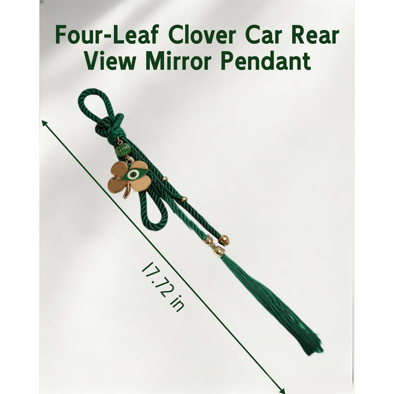 Four-Leaf Clover Car Rear View Mirror Pendant, Evil Eye Car