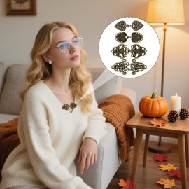 Sofevaim Vintage Sweater Shawl Clip 4 Pcs, Cloak Clasp Shirt Clips for Women Tops Cardigan Dress Waist Scarf, Tighten and Decorative Clothing for Halloween Cloak