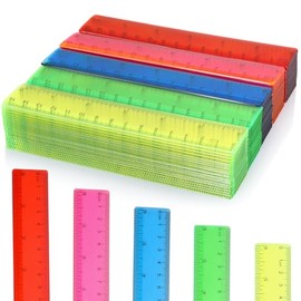 Zonon 50 Reglas de 6 Pulgadas Regla de Plstico de Colores Surtidos Reglas Rectas Regla con Pulgadas y Centimetros para Estudiantes Escolares Oficina  