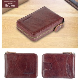 Admetus Men's Zipper Wallet Leather Bifold Wallets Slim RFID Blocking Zip Around Credit Card Holder Compact Small Wallet 2Brown 3