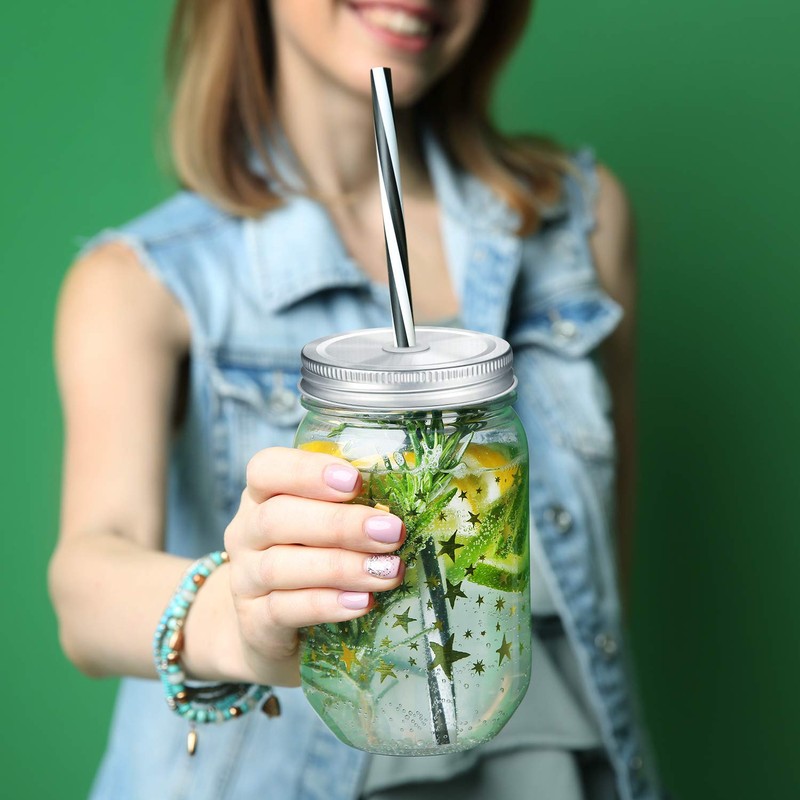 Honoson 20 Pcs Regular Mouth Mason Canning Jar Straw Lids