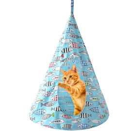 CXYYXF Breathable Cat Hammock Bed Comfortable Hanging Pet Hammock Bed Swing for Cats Small Dogs Rabbits (Lake-Blue,Large)