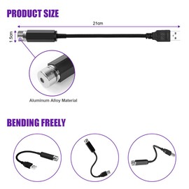 URAQT LED Car Ceiling Starlight, Adjustable Car Interior Atmosphere Light Multiple Modes Plug and Play USB Mini Car Ceiling Starlight Projection LED Light Universal for Car Home Party (Purple/Blue)